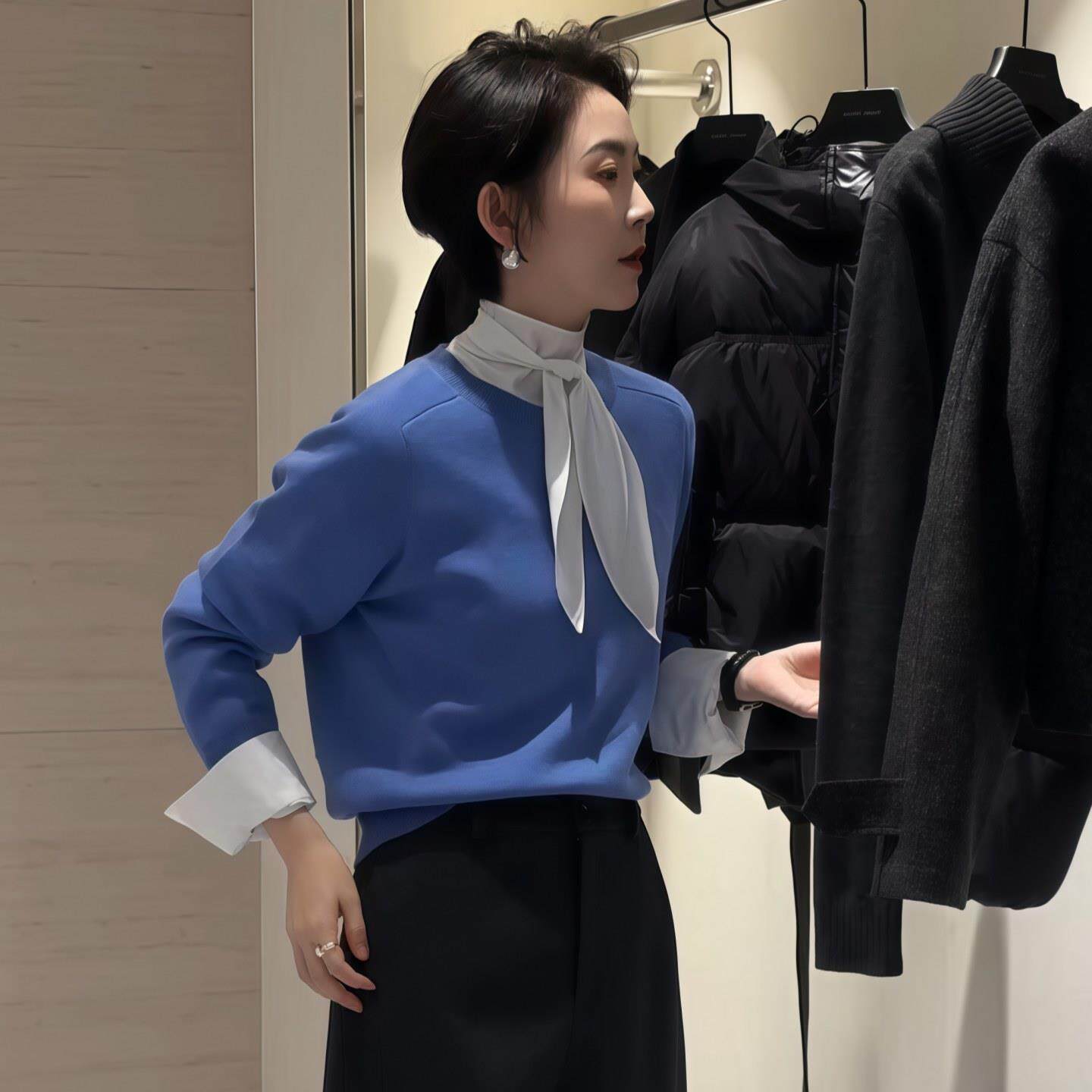 JOYIASS圆领修身长袖针织衫女2025新款秋季软糯内搭套头毛衣百搭
