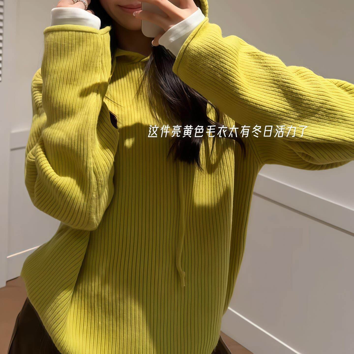 JOYIASS温柔紫连帽套头针织衫女2025新款秋冬多巴胺穿搭宽松长袖