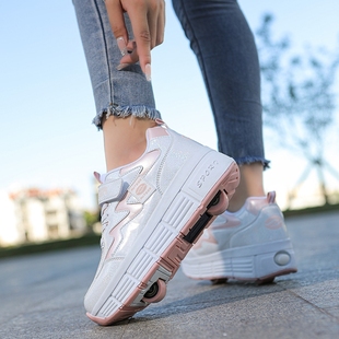 滑板鞋带轮儿童小孩学生黑科技暴走轮滑鞋可走可滑收夏季双轮发光