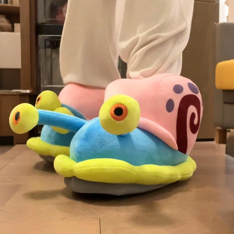 可爱小蜗棉拖鞋防滑包根棉鞋海绵宝宝搞怪家居棉鞋送男女朋友拖鞋