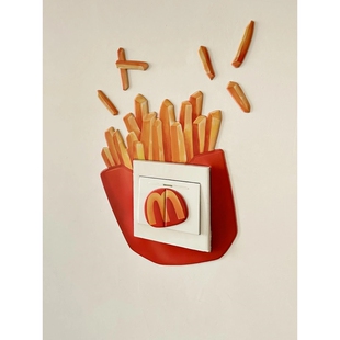 开关贴3d立体贴墙保护套高级感现代简约创意趣味薯条零食装饰品