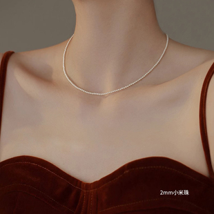 极细2mm珍珠项链颈链baby珠施家珍珠项链女锁骨链高级感小众轻奢