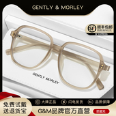 防蓝光眼镜女防辐射大框素颜神器平光镜冷茶色黑框近视眼睛潮韩版