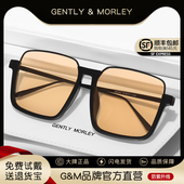 gm茶色大框墨镜女网红方形大脸显瘦素颜眼镜防紫外线太阳镜下半框