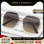 潮太阳眼镜圆脸大脸显瘦 韩版 2025年新款 无边框墨镜女防紫外线时尚