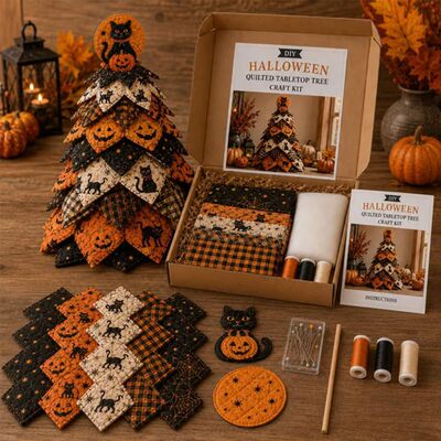 新品DIY Halloween Quilted Fabric Tree Kit万圣节DIY缝织套装