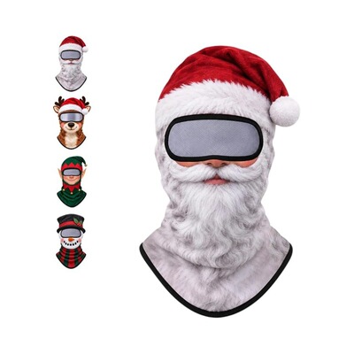 圣诞户外滑雪面罩Santa Claus Balaclava Ski Mask with Goggle