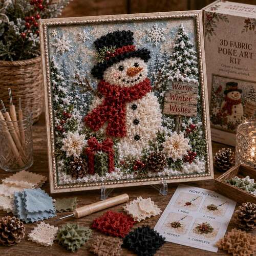 新品3D Christmas Fabric Poke Art Kit 圣诞针戳布艺DIY装饰套装