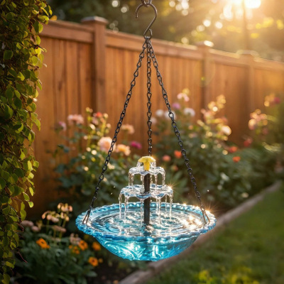 Solar Cascade HangingBird Bath Fountain 太阳能鸟浴喷泉