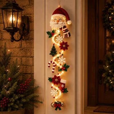 独立站精致新 Glowing Christmas Door Hanger圣诞发光门衣架挂饰