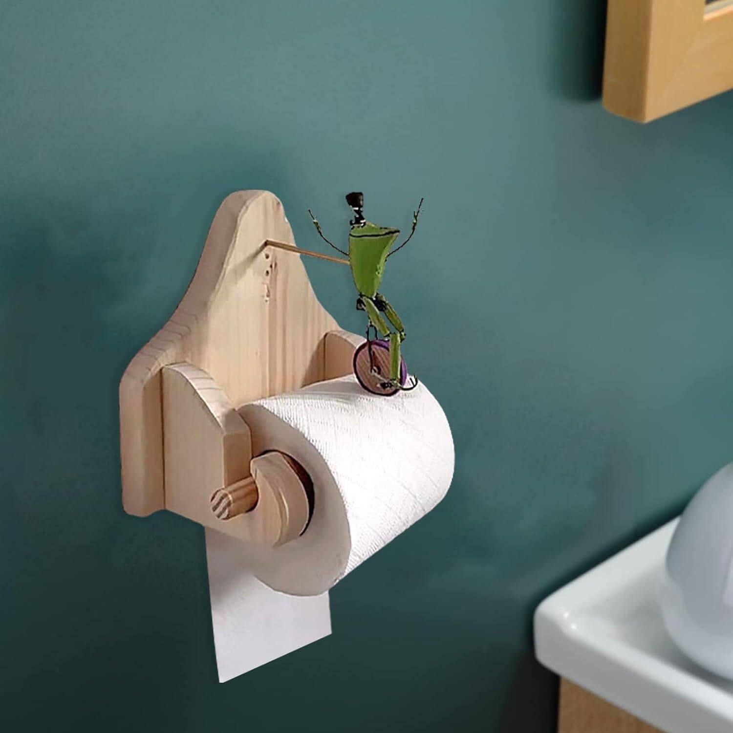 爆款Creative toilet paper holder创意青蛙骑自行车卫生纸架