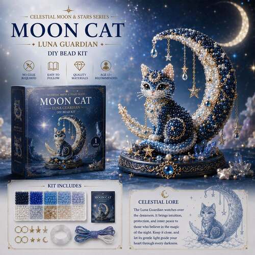 新款Moon Cat Luna Guardian DIY Bead Kit 月亮与星星系列