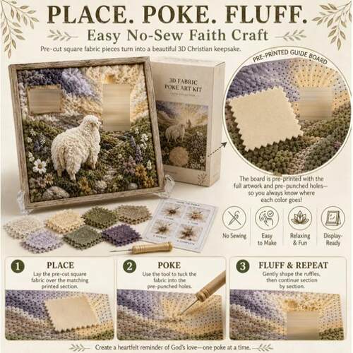 新品 3D Christian Fabric Poke Art Kit 针戳织布艺术品套装