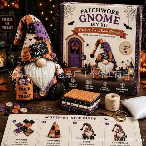 爆品 Halloween Patchwork Gnome Kit DIY万圣节拼布小矮人