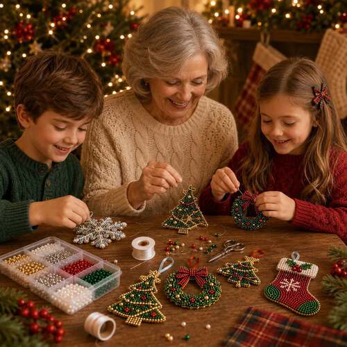 式奇趣可爱新Beaded Ornaments DIY Kit圣诞串珠DIY套装