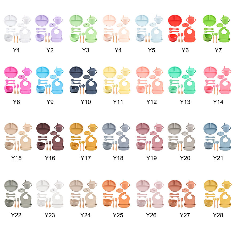 宝宝餐盘分格盘 婴儿吸盘食品级硅胶碗餐具套装 儿童辅食硅胶餐盘