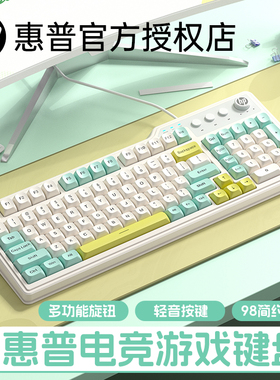 惠普K360键盘有线轻音机械手感高颜值打字办公专用电脑键盘99键