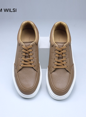 TOM  WILSI男鞋2025秋冬款新高端鹿皮鞋厚底轻便真皮男士休闲板鞋