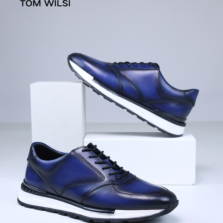 唐纬思牛皮手工擦色高端商务男鞋