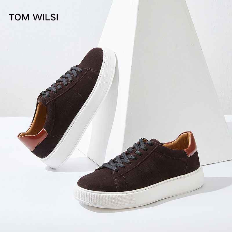 牛反绒轻质板鞋增高男士休闲鞋