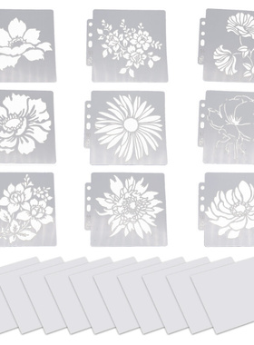9pcs Flower DIY Layering Stencils + 10pcs Release Paper Pa