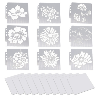 9pcs Flower DIY Layering Stencils + 10pcs Release Paper Pa