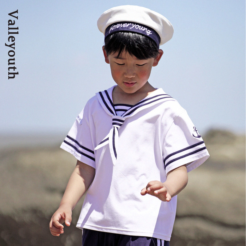 复古海军风夏季儿童写真短袖