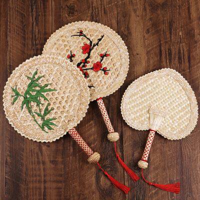 天然手工麦秸秆团扇老式蒲草扇夏季复古草编织手摇芭蕉扇纳凉扇子