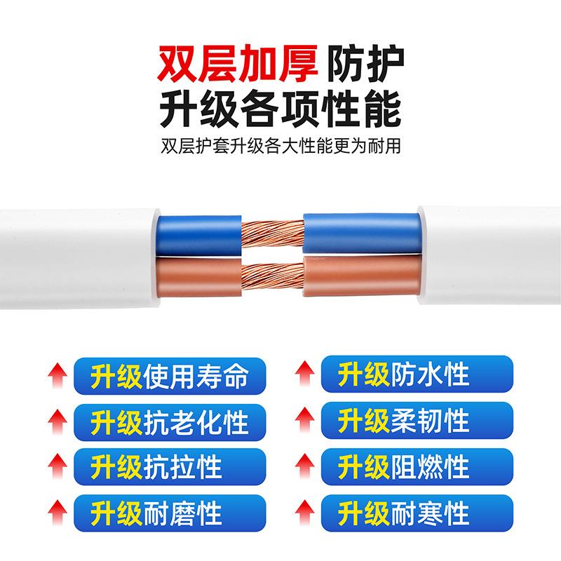 源头工厂白色二芯bvvb.rvvb护套线4平方户外家装国标铜芯电线电缆
