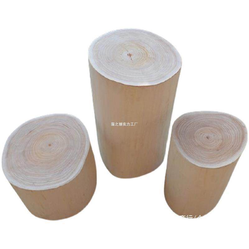 木墩凳床头柜边几木根雕垫高实圆木木桩花架摆件底座圆形原木木墩