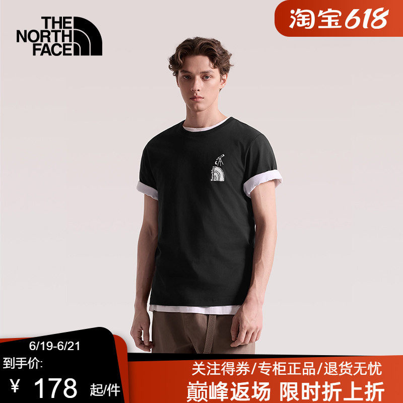 TheNorthFace北面男女同款棉印花短袖T恤户外透气休闲26春夏8GVC