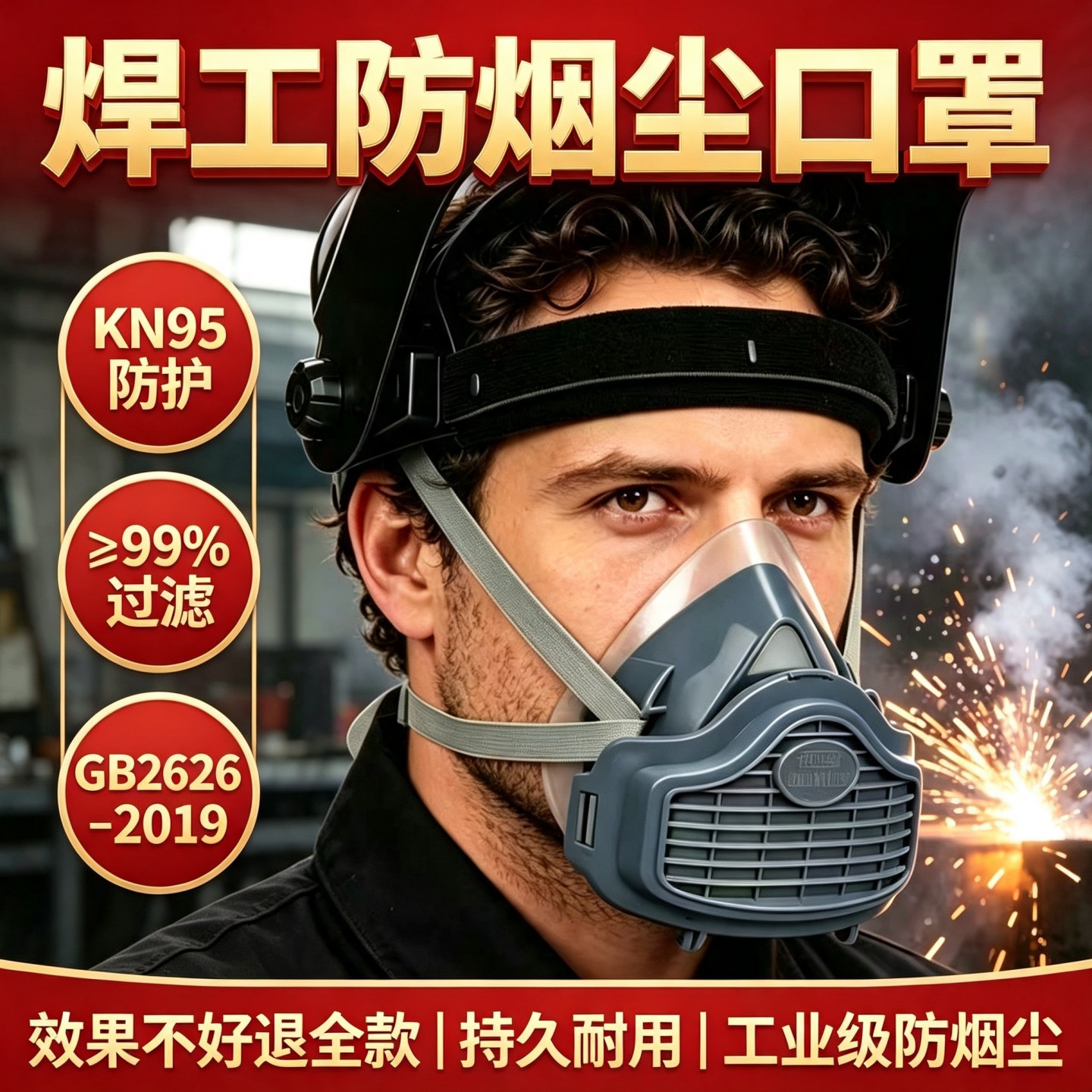 电焊防烟尘口罩焊工专用kn95透气图片
