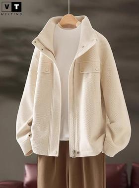 WEI TING小香风夹棉短款外套女春秋2024新款高级感夹克休闲棒球服