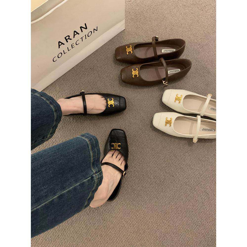 香港覆古浅口方形脚趾扣玛丽简鞋女士2023夏季新容易匹配平底鞋,女鞋,浅口单鞋,淘宝优惠券,粉丝福利购,淘宝优惠卷