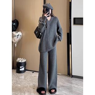 欧洲站针织毛衣时尚套装女2025新款秋冬洋气时髦高级感休闲运动潮