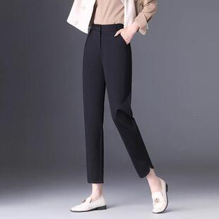 垂感直筒裤女2025春秋新款黑色高级感烟管裤小个子修身西裤九分裤
