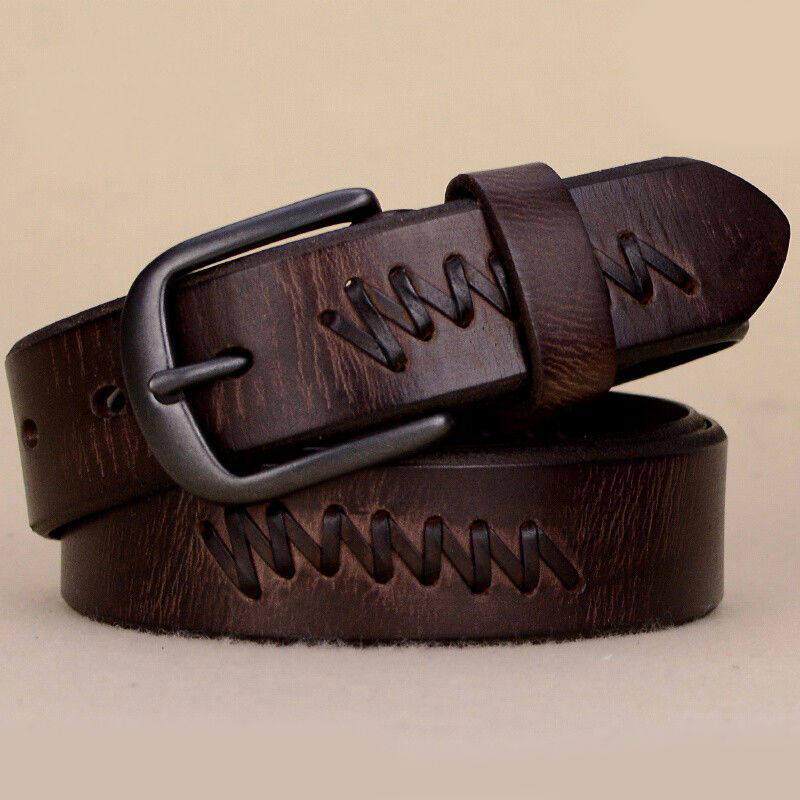 头层纯牛皮手工皮带男女真皮复古针扣腰带中青年休闲潮流牛仔裤带