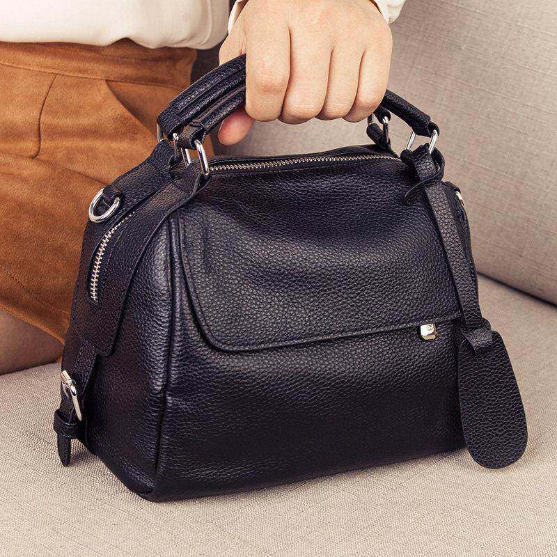真皮包包女2024新款真皮头层牛皮大容量高级感单肩斜挎波士顿女包