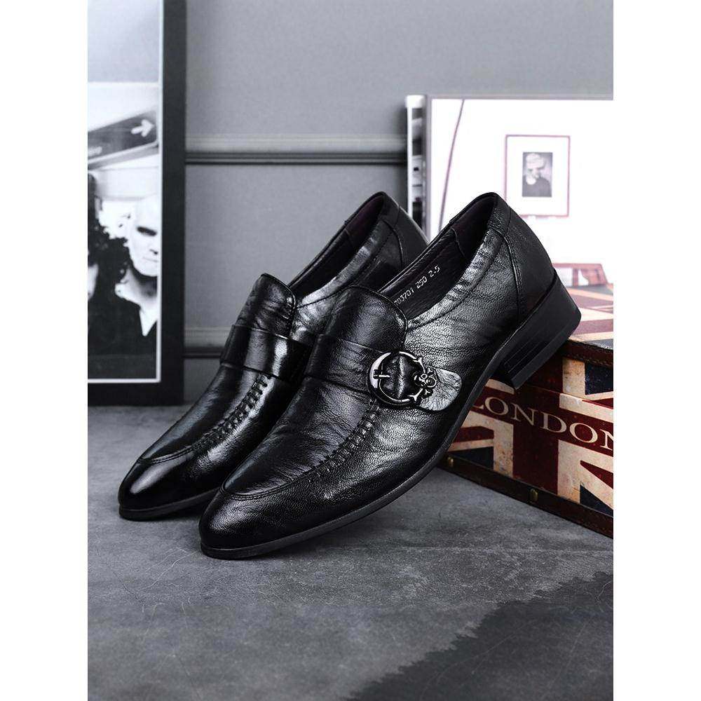 男款2025新款豆豆鞋商务正装真皮透气英伦百搭一脚蹬休闲男士皮鞋