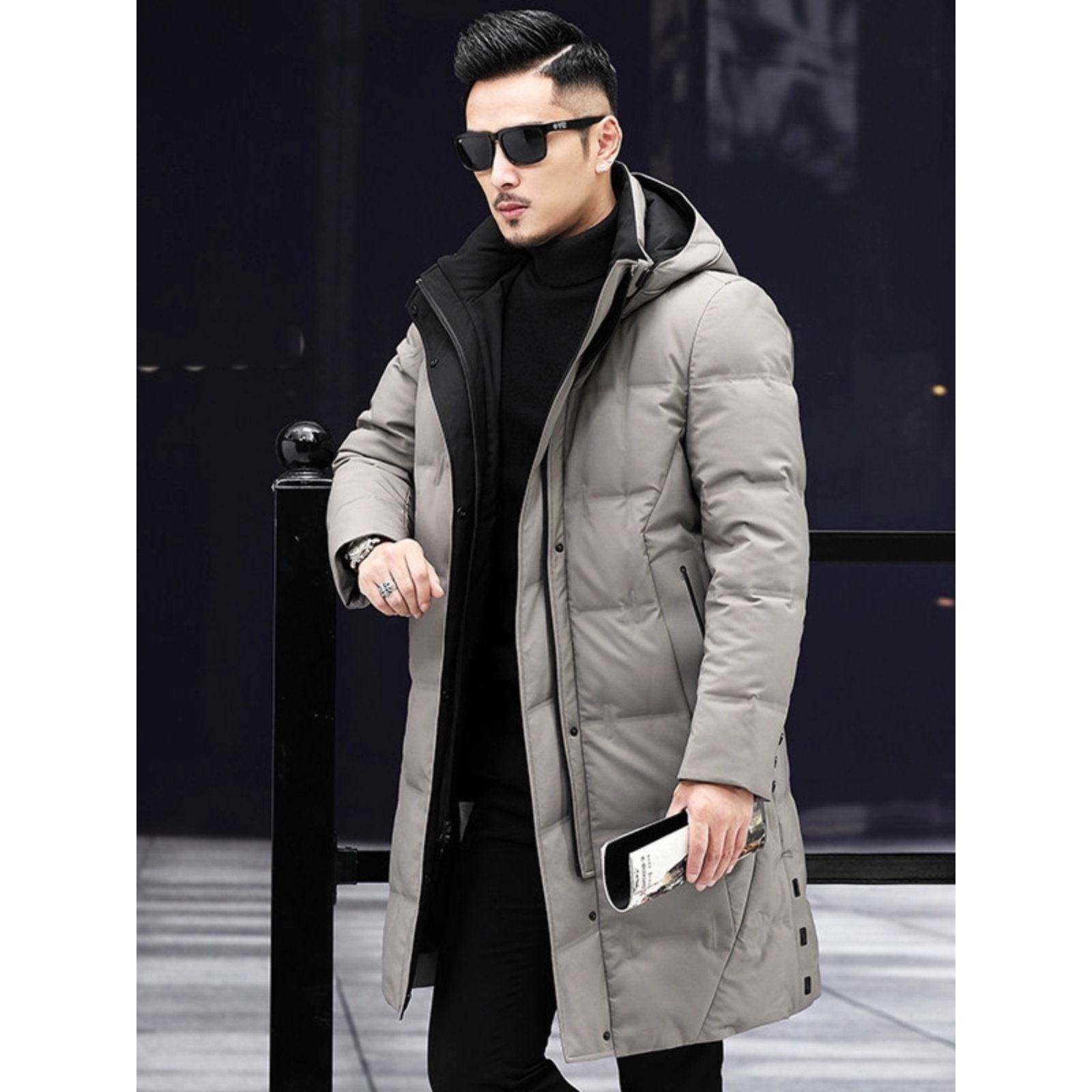 男士羽绒服中长款冬季加厚保暖外套2025新款休闲大码中年高级男装