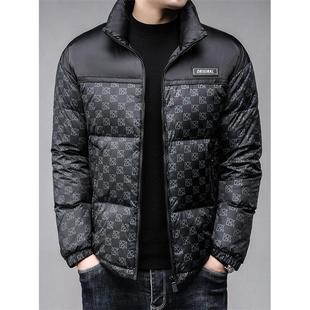 香港大鹅绒羽绒服男短款2025冬季新款男士立领加厚保暖外套潮