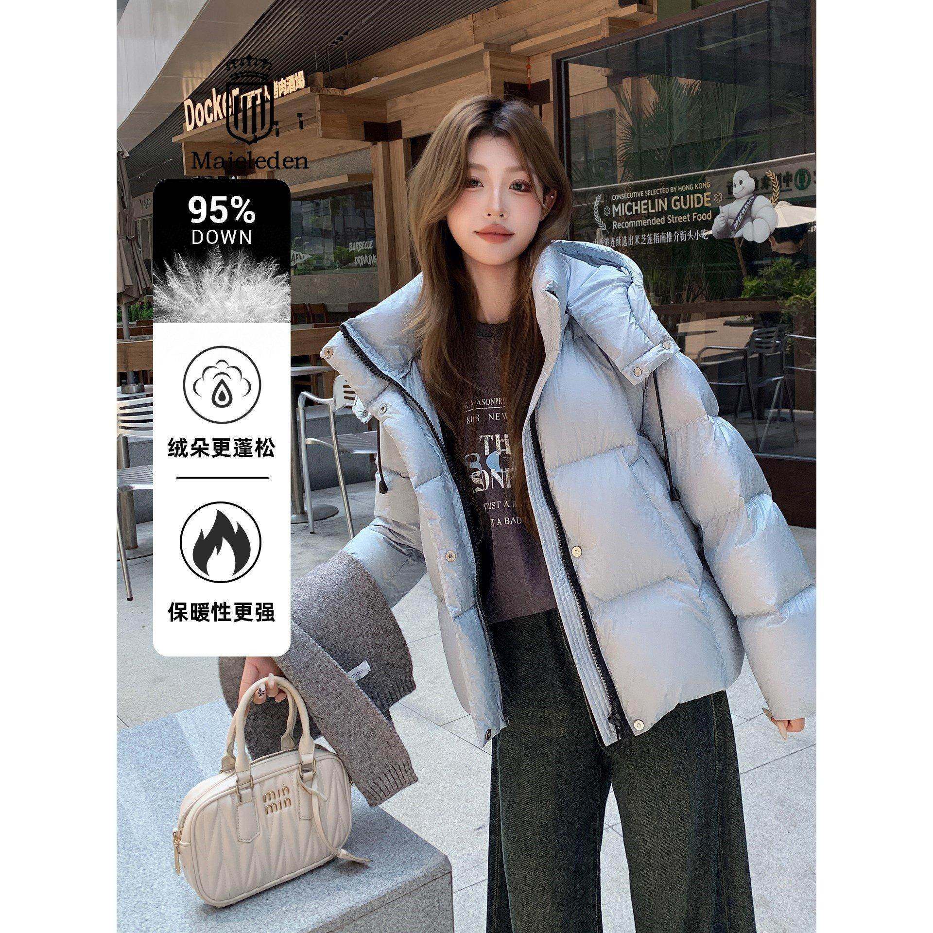 正品2025冬季新款泡芙云朵女款95白鸭绒短款连帽可卸保暖厚羽绒服