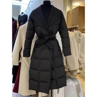 90绒白鸭绒羽绒服女外套中长款2025冬季新款收腰显瘦加厚黑色大衣