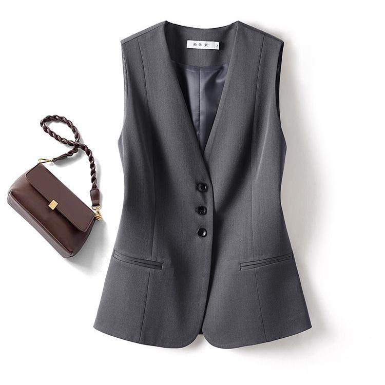 2025春秋新款灰色西装马甲女修身收腰显瘦无袖气质背心高级感坎肩