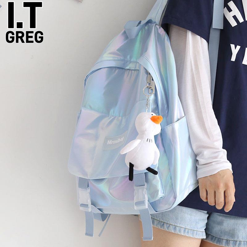 香港I.Tgreg幻彩珠光轻便防水书包韩版原宿双肩包女大学生背包女