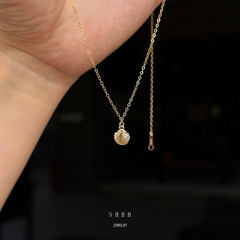 SHHH/小贝壳锁骨链整体美国进口14k包金高级感轻奢洗澡不掉色夏天