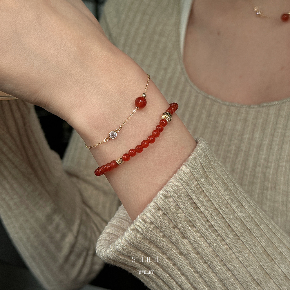 本命年天然红玛瑙手链