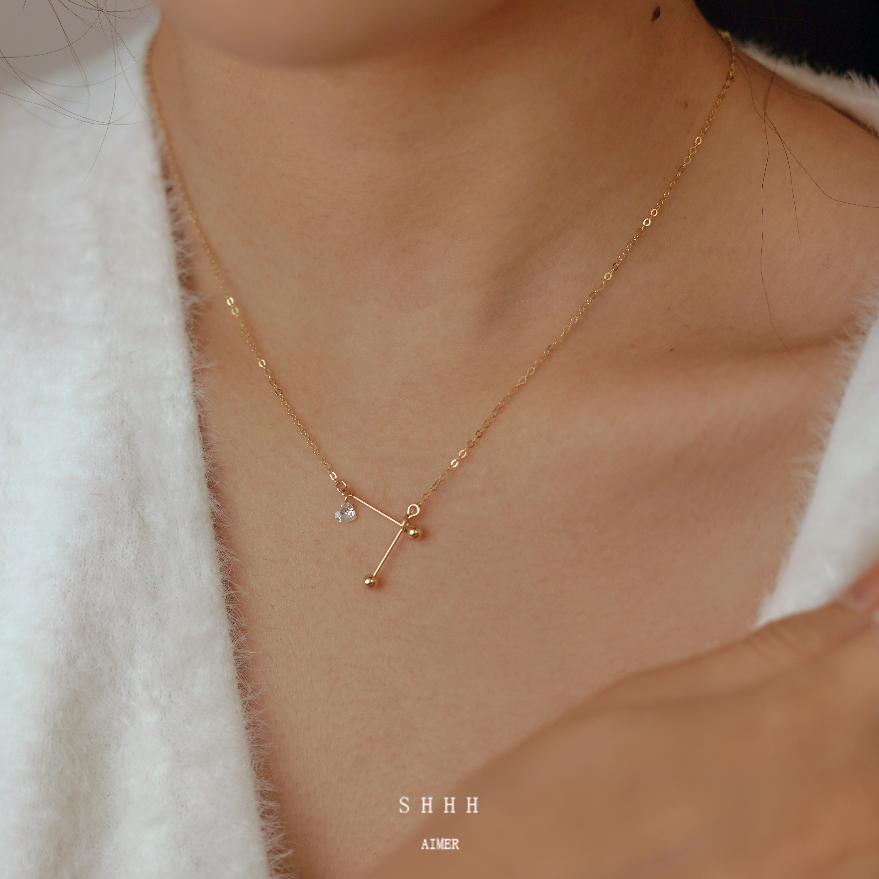 SHHH原创设计14k包金项链毛衣链