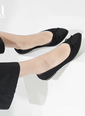 BAKERLOO日本制尖头蝴蝶结平底足弓舒适懒人鞋平底鞋单鞋