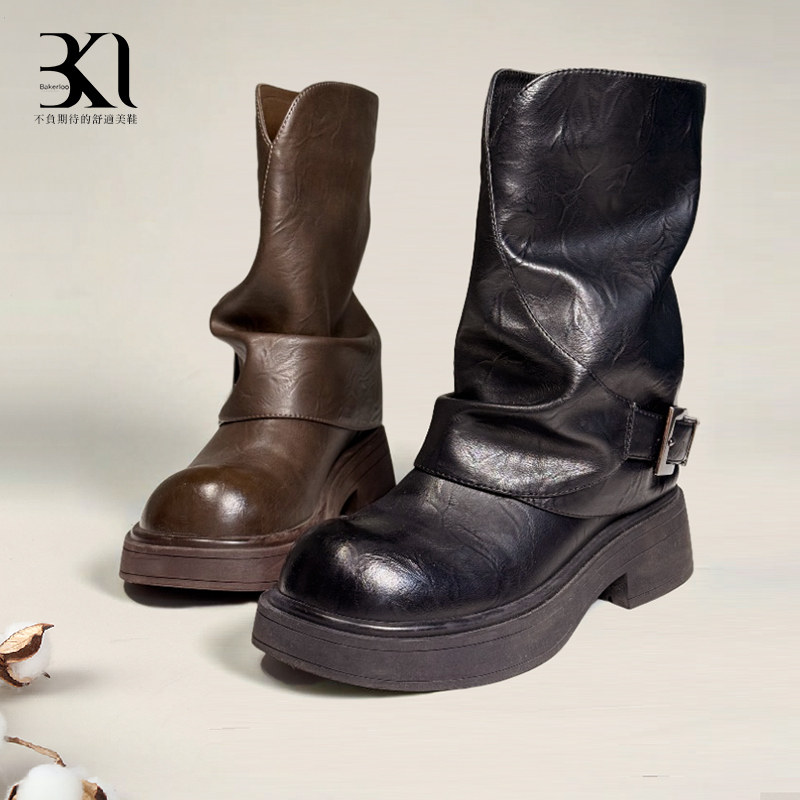 BAKERLOO圆头中帮厚底堆堆靴YQ228